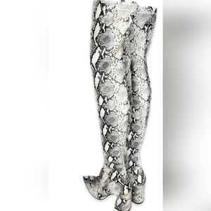Steve Madden Women's Jacoby Thigh-High Over-The-Knee Boots Natural Snake Size 6